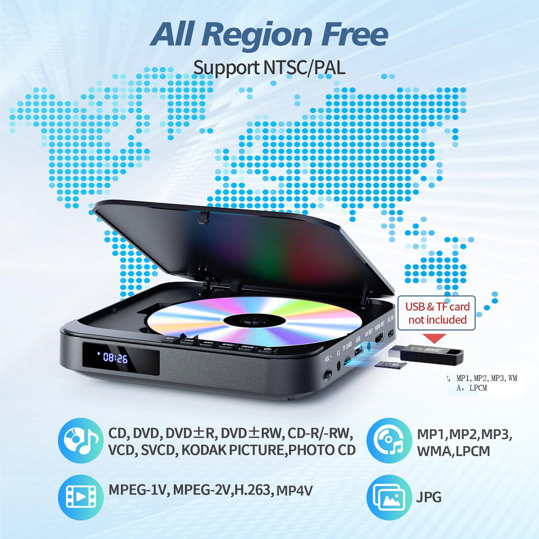 DVD Player HDMI 1080P Regionalcodefrei Mini kompakt für TV - Bild 3