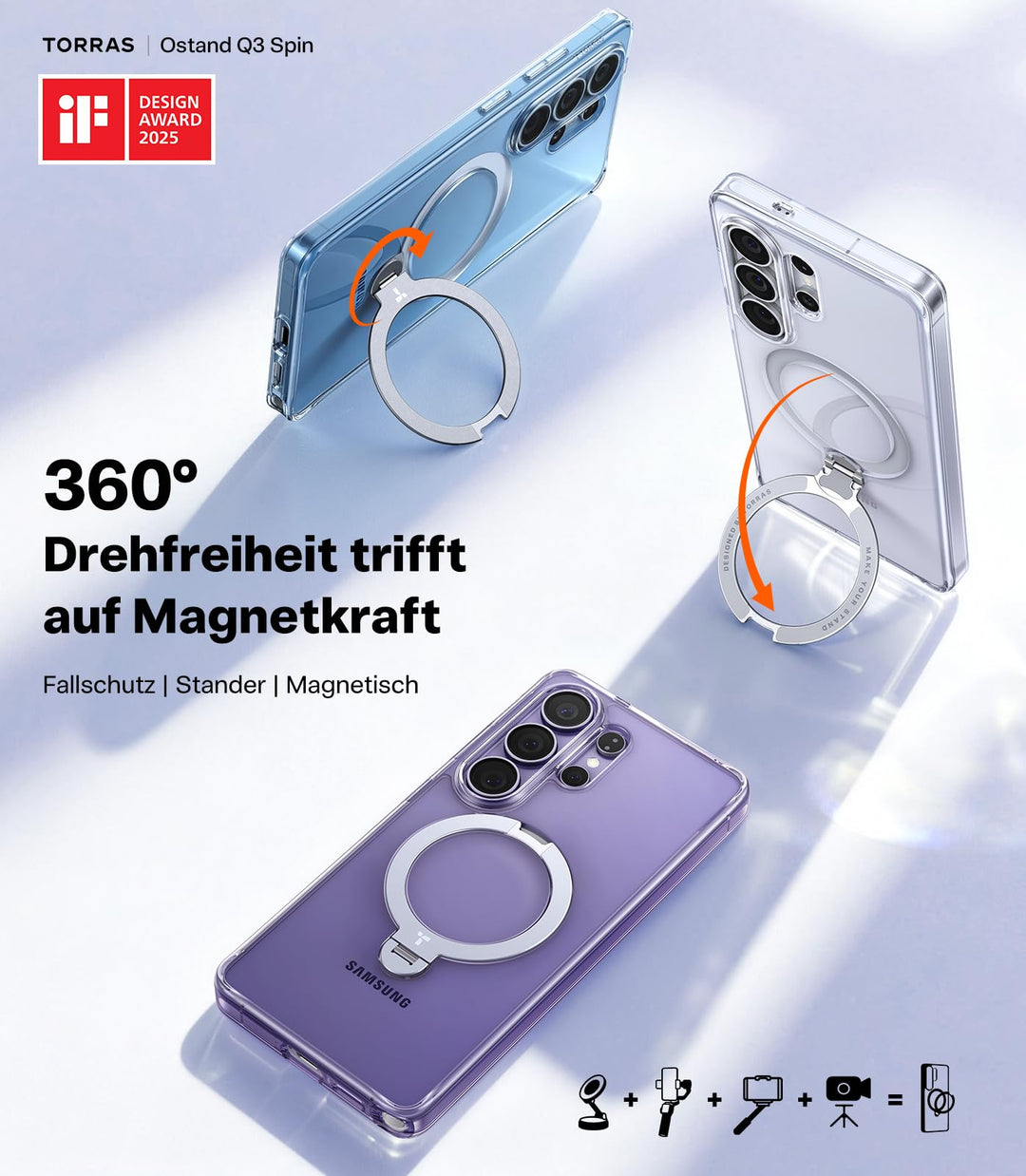 Handyhülle Samsung Galaxy S26 Ultra Klar 360° Magnet-Ständer - Bild 3