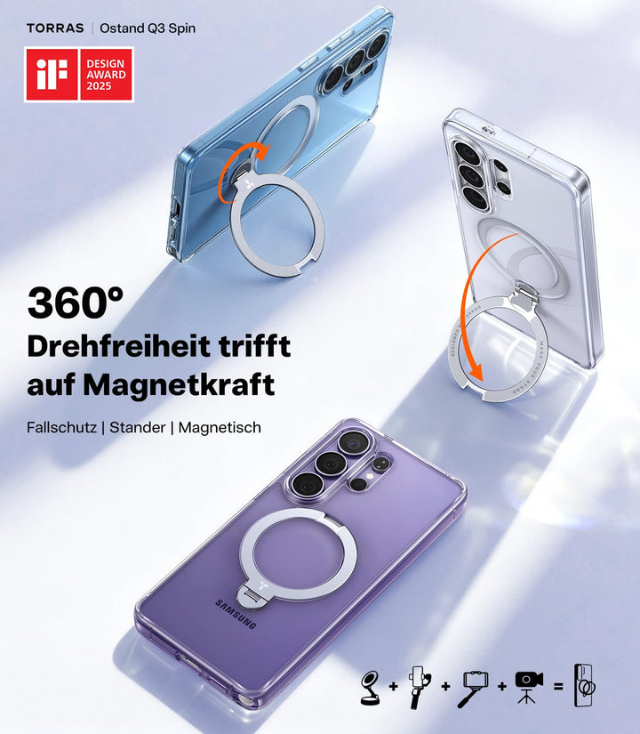 Handyhülle Samsung Galaxy S26 Ultra Klar 360° Magnet-Ständer - Bild 3