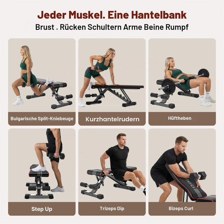 Gewichtbank klappbar verstellbar 84 Positionen 375 kg Heimtraining
