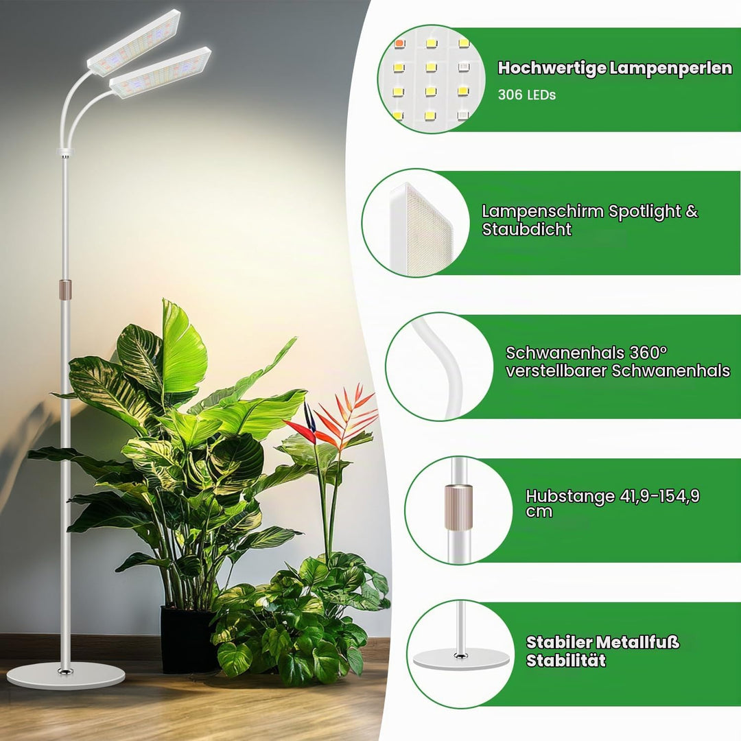 Pflanzenlampe Vollspektrum 2-Kopf LED mit Ständer 58-170cm höhenverstellbar - Bild 4