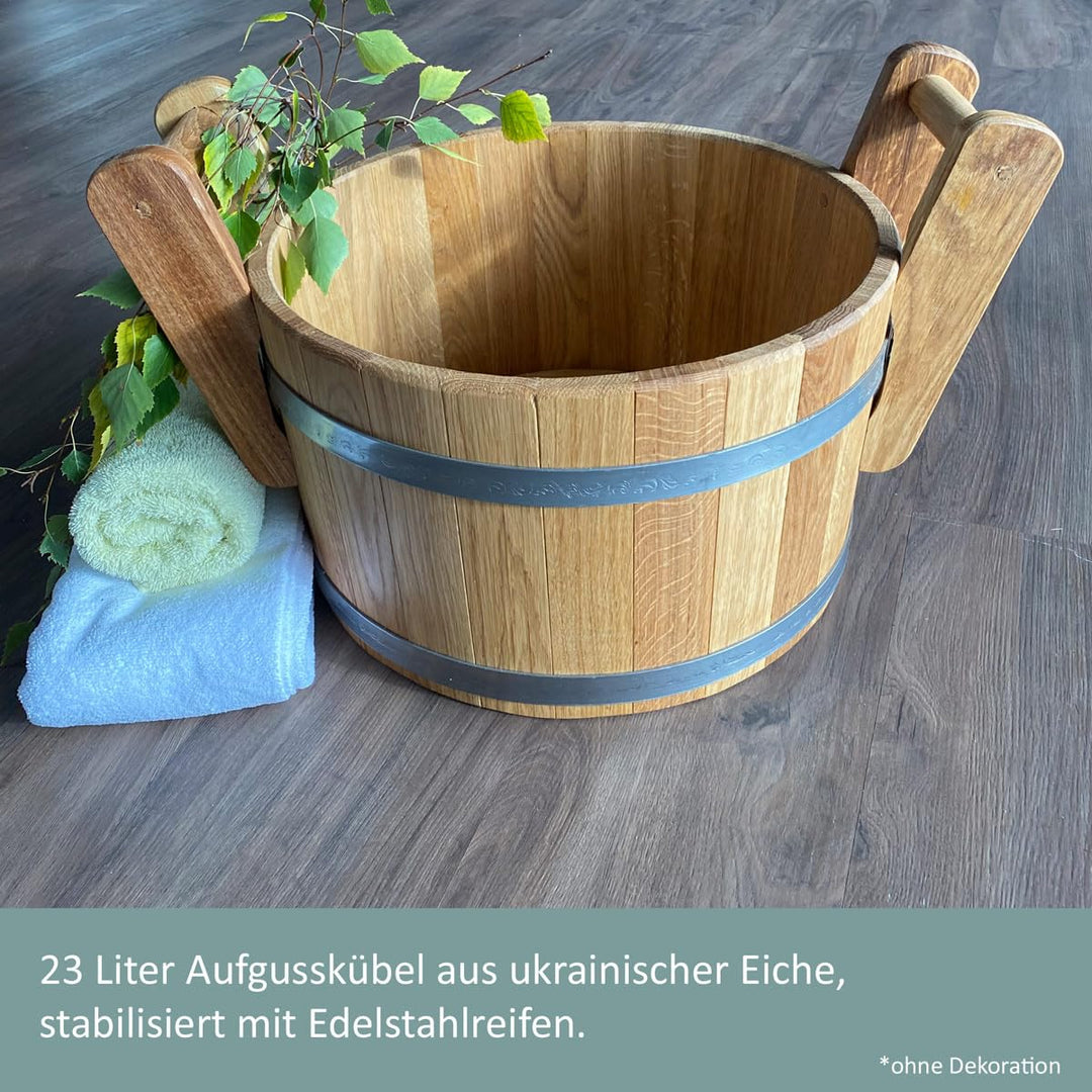 Sauna Aufgusseimer Eichenholz 23 Liter Böttcherkunst - Bild 2