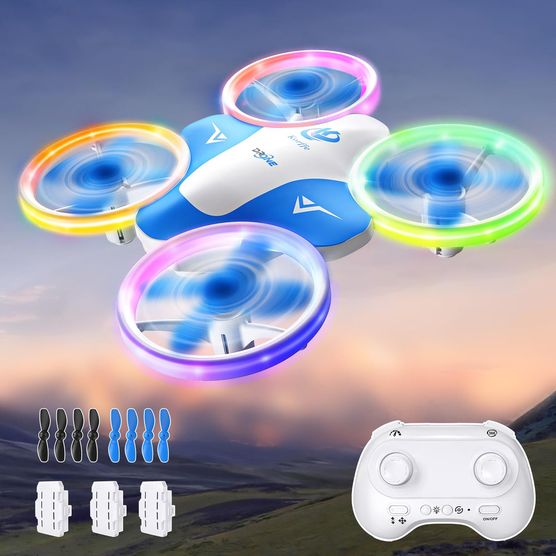 Mini Drohne für Kinder 6-16 Jahre mit LED-Licht 3 Akkus 30 Min Flugzeit
