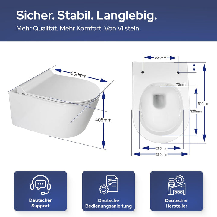 Wand-WC spülrandlos mit Nano-Beschichtung &amp; Absenkautomatik 50x36 cm - Bild 7