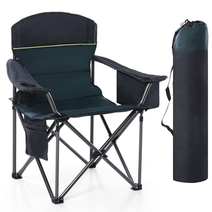 Campingstuhl faltbar XXL 200 kg Tragkraft mit Kühltasche Stahl