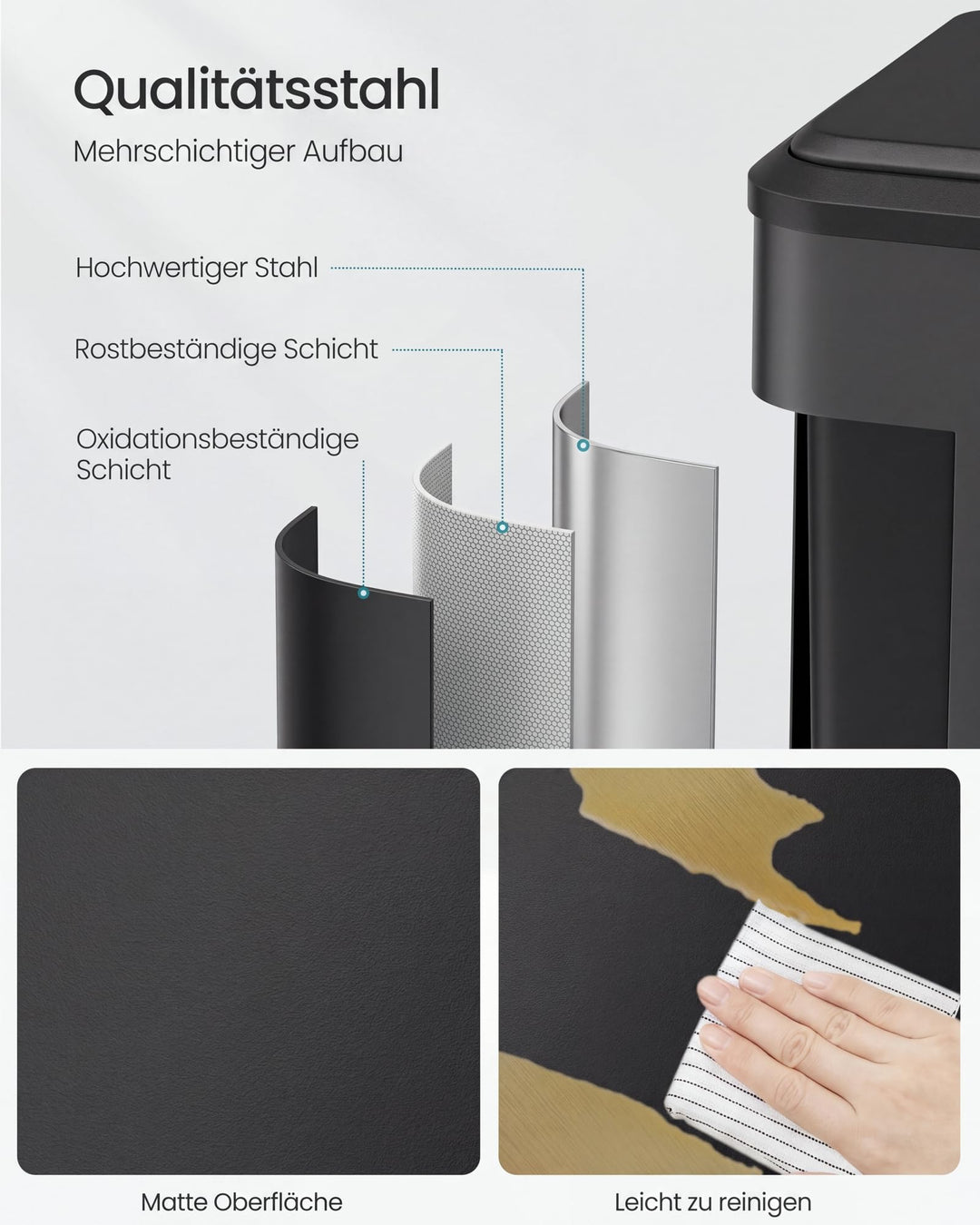 Mülleimer Küche Doppel-Trennsystem 2x15L Stahl mit Pedal - Bild 5