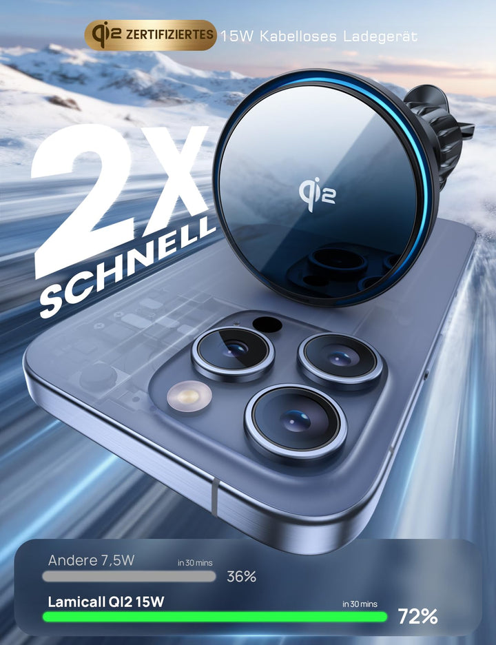 Auto-Handyhalterung Qi2 mit 15W Schnellladung Lüftungshalter - Bild 2