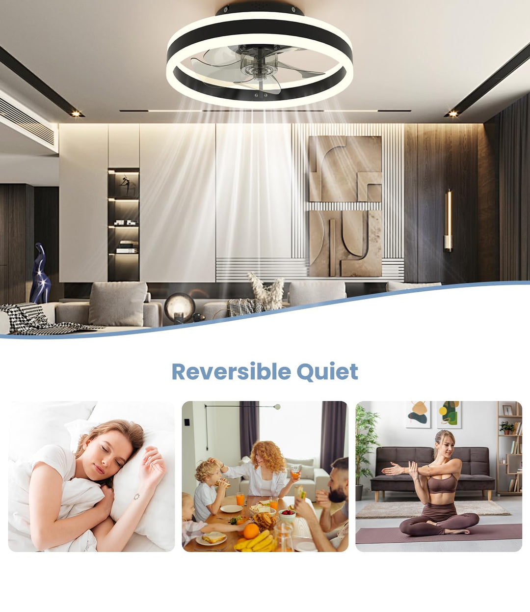 Deckenventilator mit LED-Beleuchtung 48W dimmbar 6 Stufen schwarz - Bild 9