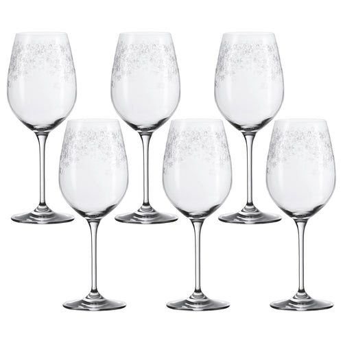 Weissweingläser 6er-Set Blütenranken-Gravur spülmaschinenfest 410 ml