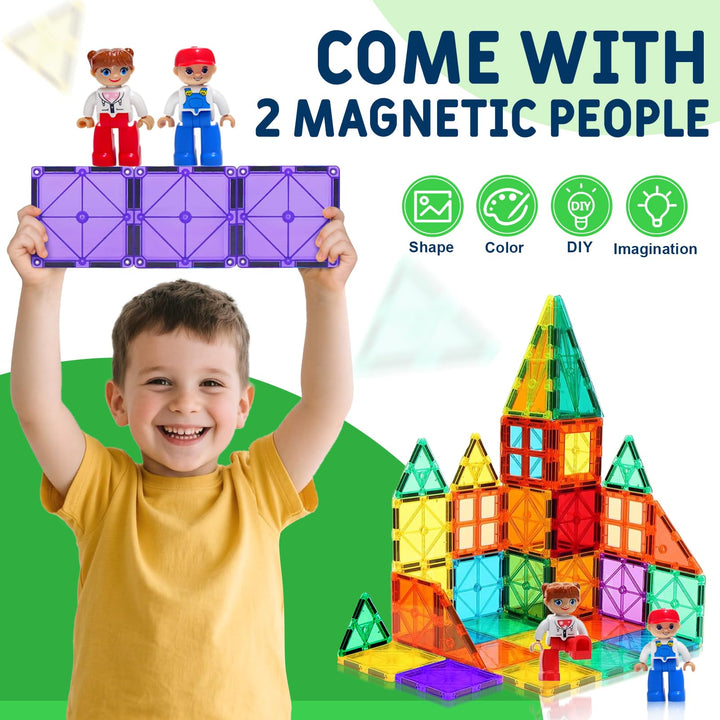Magnetische Bausteine 120-teilig mit 2 Figuren und 2 Autos ab 3 Jahren - Bild 3