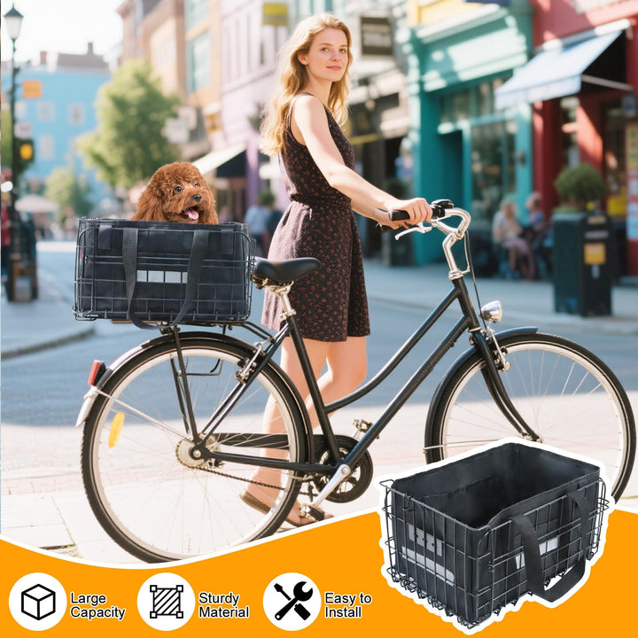 Fahrradkorb Gepäckträger hinten faltbar 40x28x22 cm schwarz - Bild 4