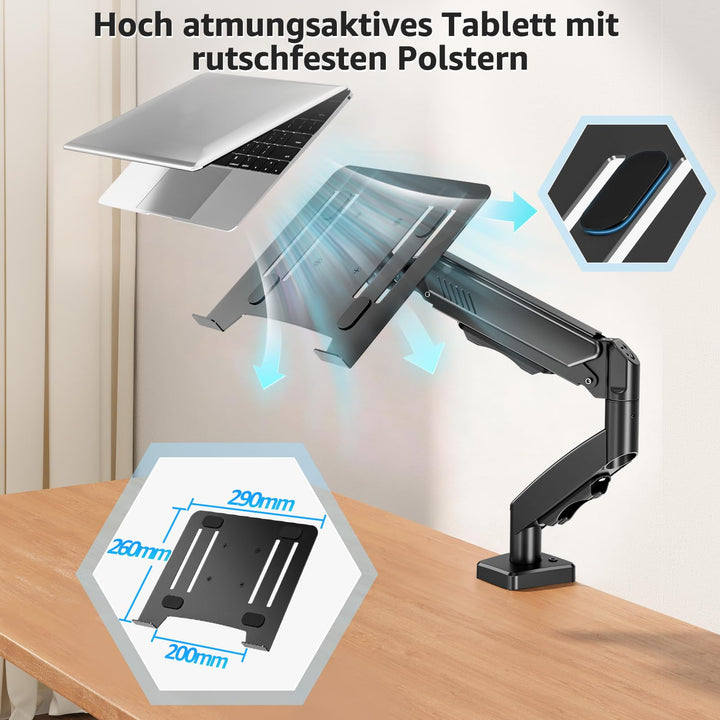 Monitor Halterung mit Laptopablage 13-32 Zoll Gasfeder 2-in-1 - Bild 6