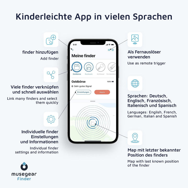 Bluetooth Schlüsselfinder 3er Set mit App, 90m Reichweite, 98 dB - Bild 3