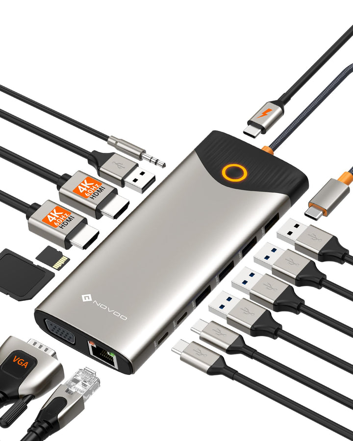 USB-C Docking Station 15-in-1 Triple Display 4K 100W für Laptop