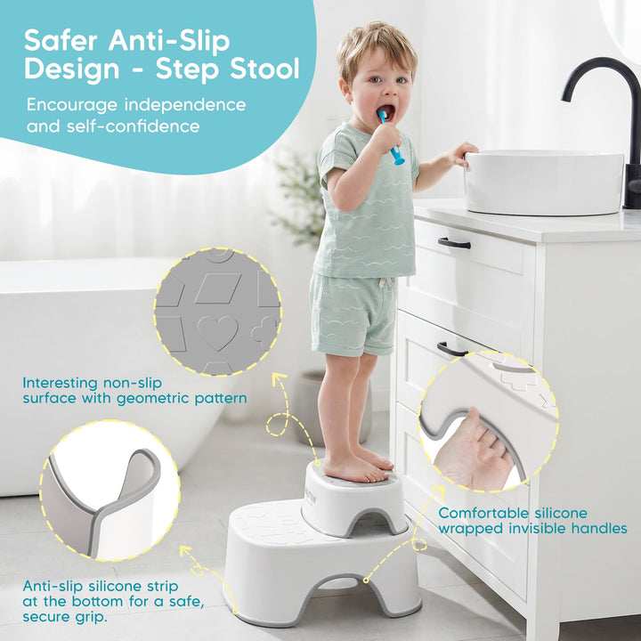 Toilettentrainer Kinder mit 2-stufigem Tritthocker Anti-Rutsch für 1-8 Jahre - Bild 4