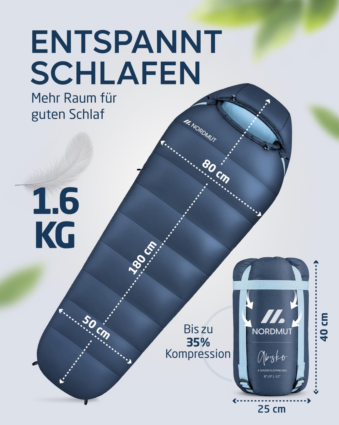Mumienschlafsack Ultraleicht 300GSM wasserfest Camping 900g - Bild 3