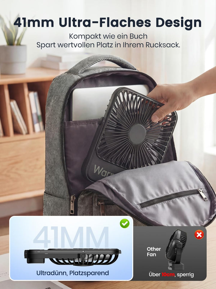 Akku-Tischventilator 10000mAh USB-C leise bis 24 Std. - Bild 3