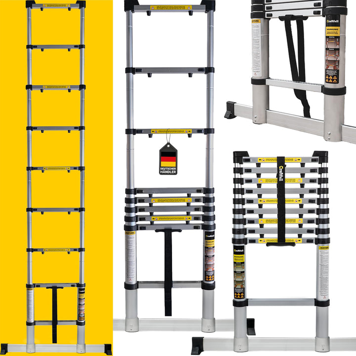 Teleskopleiter Aluminium 4,4 m mit Fingerschutz bis 150 kg