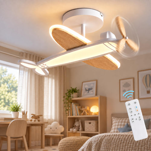Deckenleuchte Kinderzimmer Flugzeug LED dimmbar Ø53cm Fernbedienung