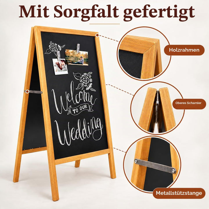 Kreidetafel Aufsteller A-Form magnetisch beidseitig 100×50 cm Holz - Bild 6