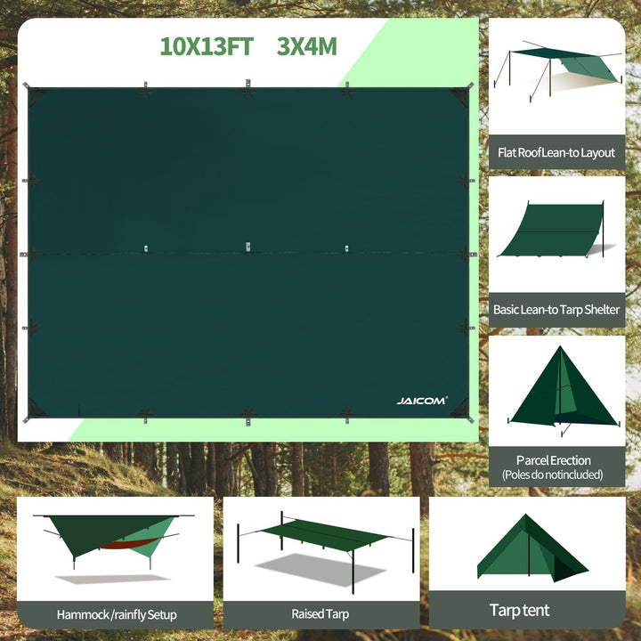 Camping Tarp 3x4m Polyester Wasserdicht UV-Schutz mit Zubehörset - Bild 3