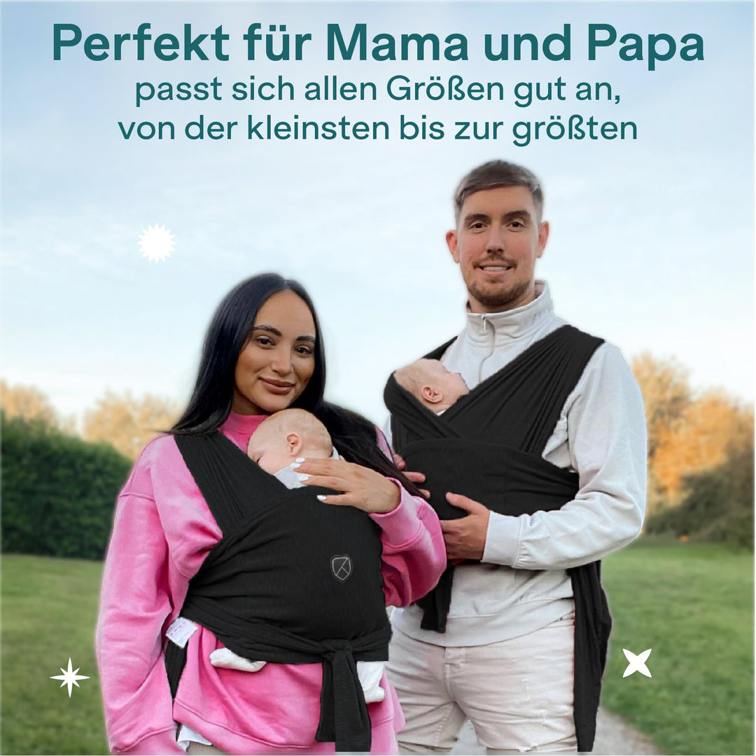 Tragetuch Neugeborene bis 9 kg mit Ringverschluss schwarz - Bild 6