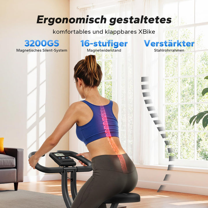 Heimtrainer klappbar mit LCD-Monitor 16 Stufen Magnetwiderstand - Bild 2