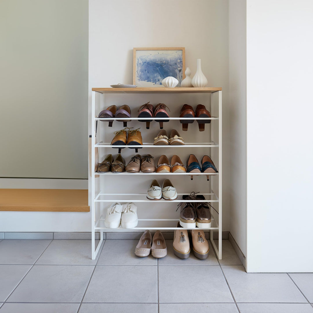 Schuhregal 6 Etagen Stahl/Holz für 15 Paar Schuhe, Weiss - Bild 8