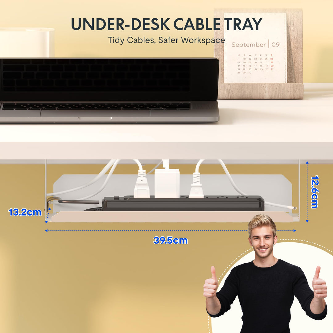 Höhenverstellbarer Schreibtisch Elektrisch 120x60cm Stahl Weiss - Bild 2
