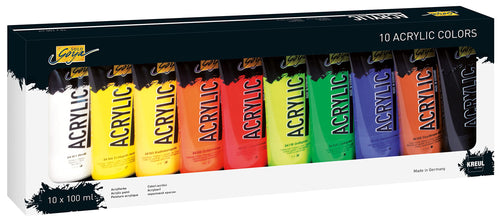 Acrylfarben Set 10x100ml Studienqualität für Leinwand und mehr