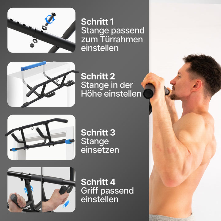 Klimmzugstange Türrahmen ohne Schrauben 150 kg Tragkraft höhenverstellbar - Bild 3