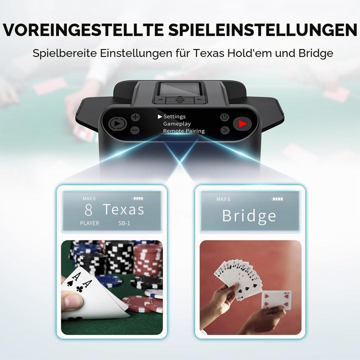 Kartenmischmaschine automatisch 2-in-1 mit 4 Fernbedienungen fuer bis zu 12 Spieler - Bild 3