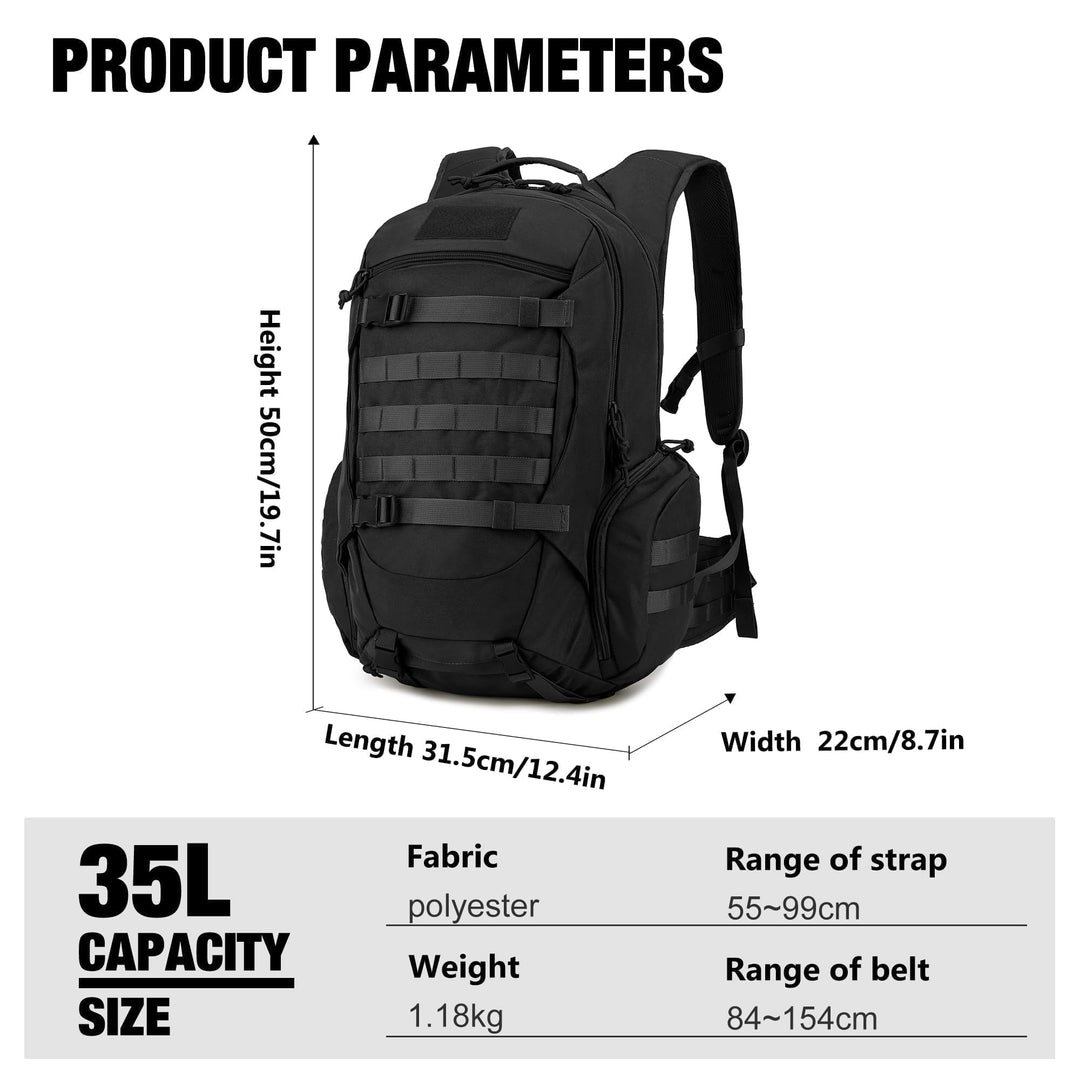 Taktischer Rucksack 35L Polyester mit MOLLE-System für Trekking - Bild 2