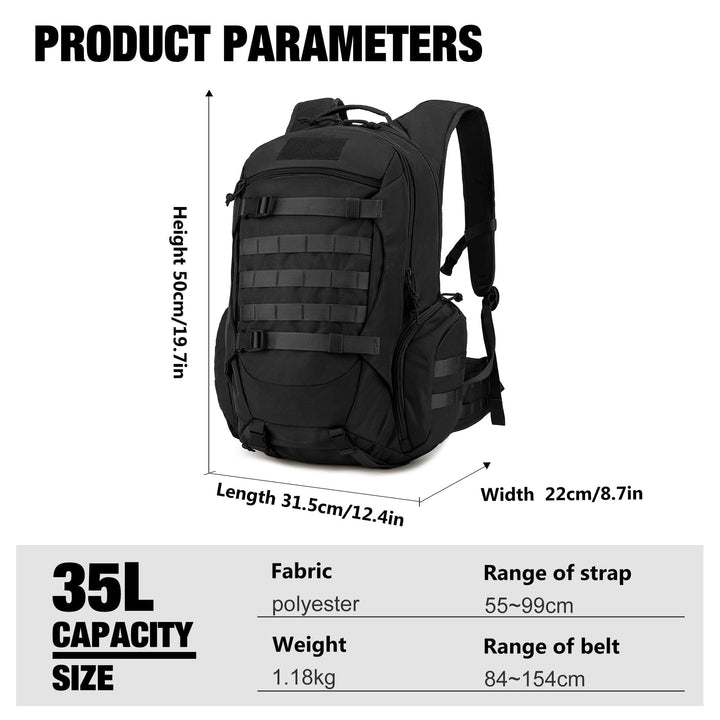 Taktischer Rucksack 35L Polyester mit MOLLE-System für Trekking - Bild 2