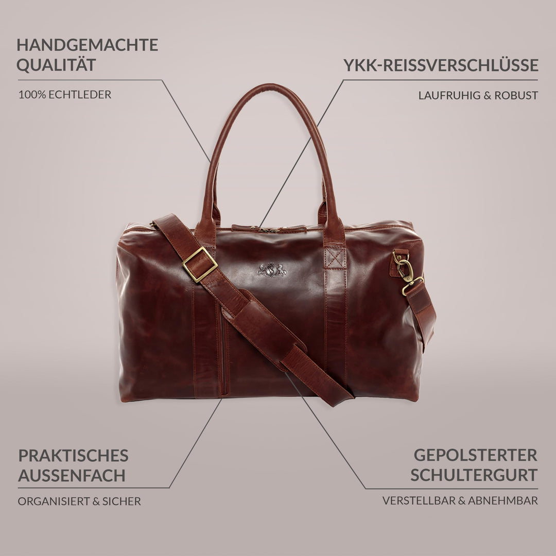 Reisetasche Echtleder XL Weekender Herren Damen braun handgefertigt - Bild 4