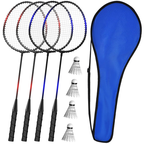 Badminton Set 4 Spieler Stahl-Rahmen mit Tragetasche