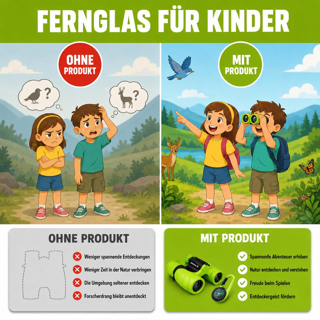 Kinder-Fernglas 8x21 mit Lupe und Kompass grün 3-12 Jahre - Bild 5