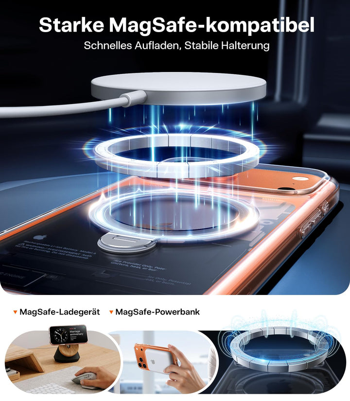 iPhone 17 Pro Hülle transparent mit 360° Ständer &amp; MagSafe - Bild 5