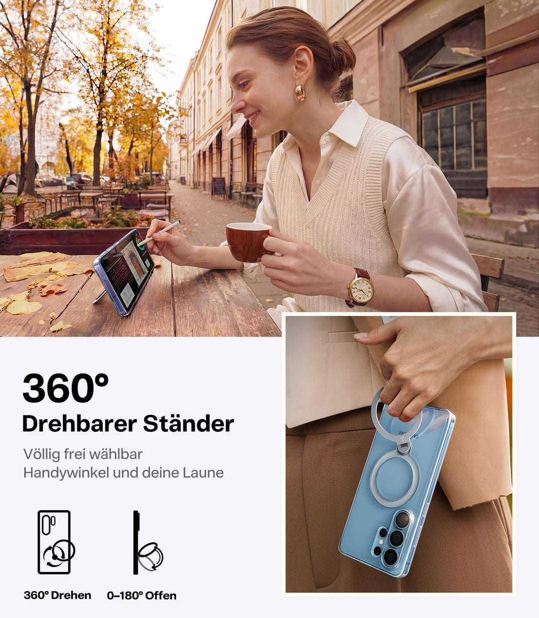 Handyhülle Samsung Galaxy S26 Ultra Klar 360° Magnet-Ständer - Bild 4