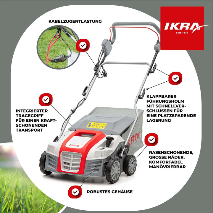 Elektro-Vertikutierer 2-in-1 mit Rasenlüfter 2000W 40cm Arbeitsbreite - Bild 6