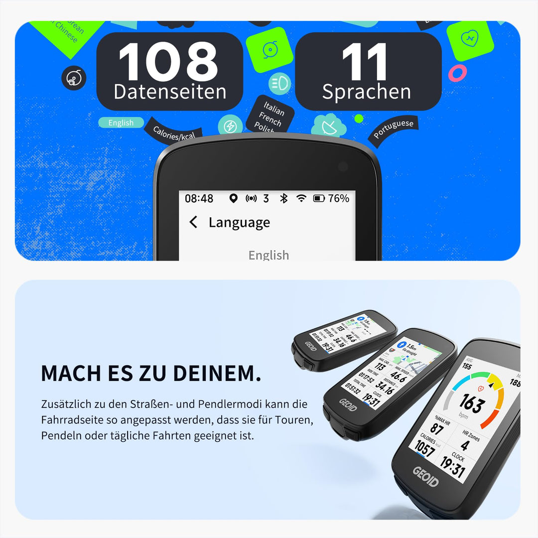 Fahrradcomputer GPS 2,8 Zoll Touchscreen mit Kartennavigation ANT+ - Bild 7