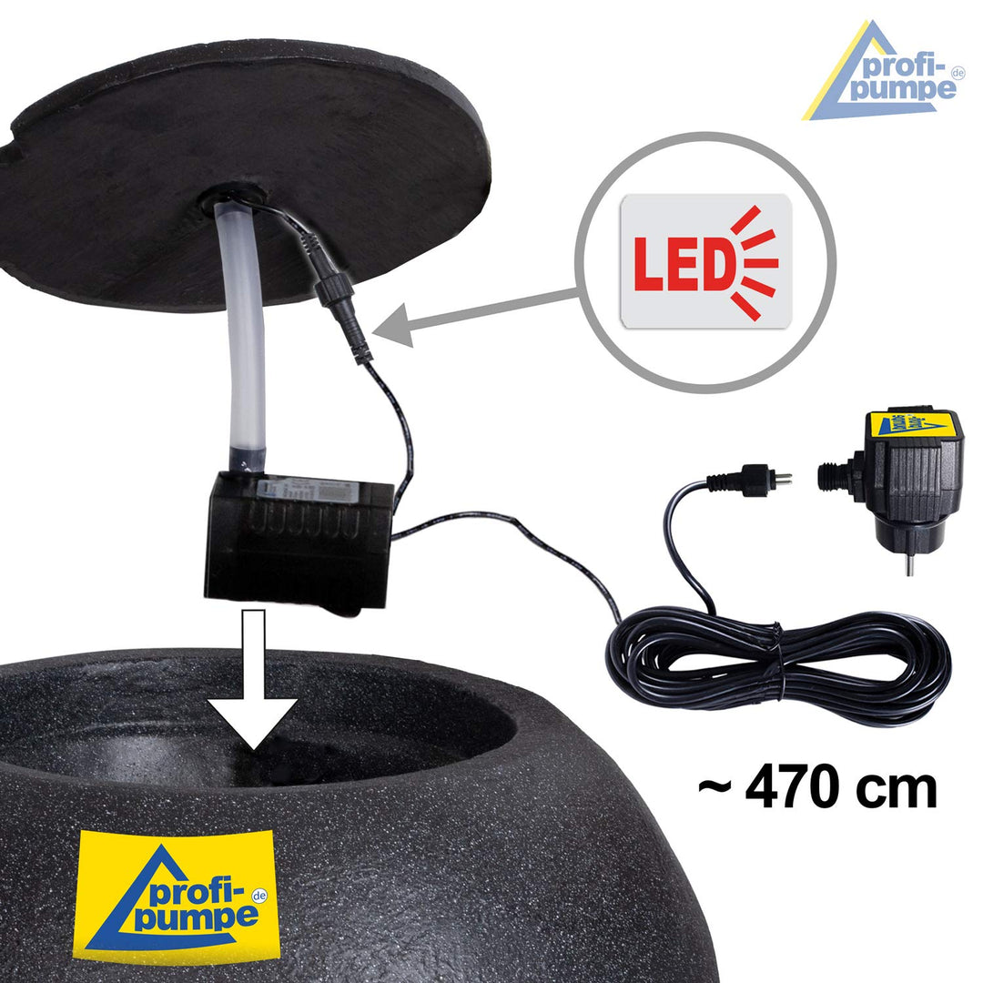 Gartenbrunnen Zierbrunnen Anthrazit mit LED-Beleuchtung Indoor &amp; Outdoor - Bild 4