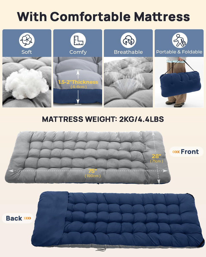 Feldbett klappbar mit Matratze 71cm breit 204kg Camping Gäste