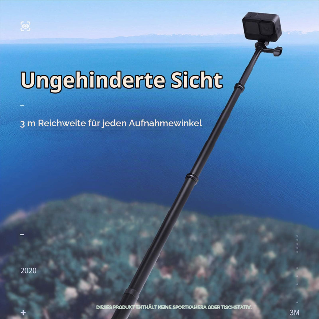 Selfie Stick Kohlefaser ausziehbar 44–300 cm für Action Cam - Bild 6
