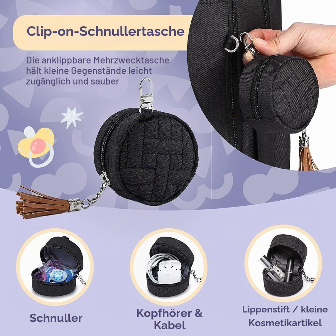 Wickelrucksack mit Wickelauflage und 18 Taschen, wasserfest, Schwarz - Bild 8