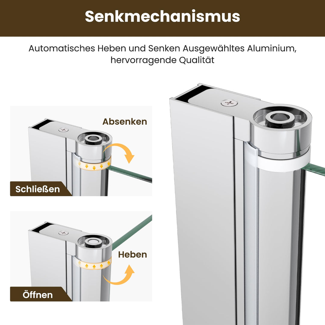 Badewannen-Duschwand 2-teilig faltbar 120x140 cm Nano-Glas 6 mm - Bild 8