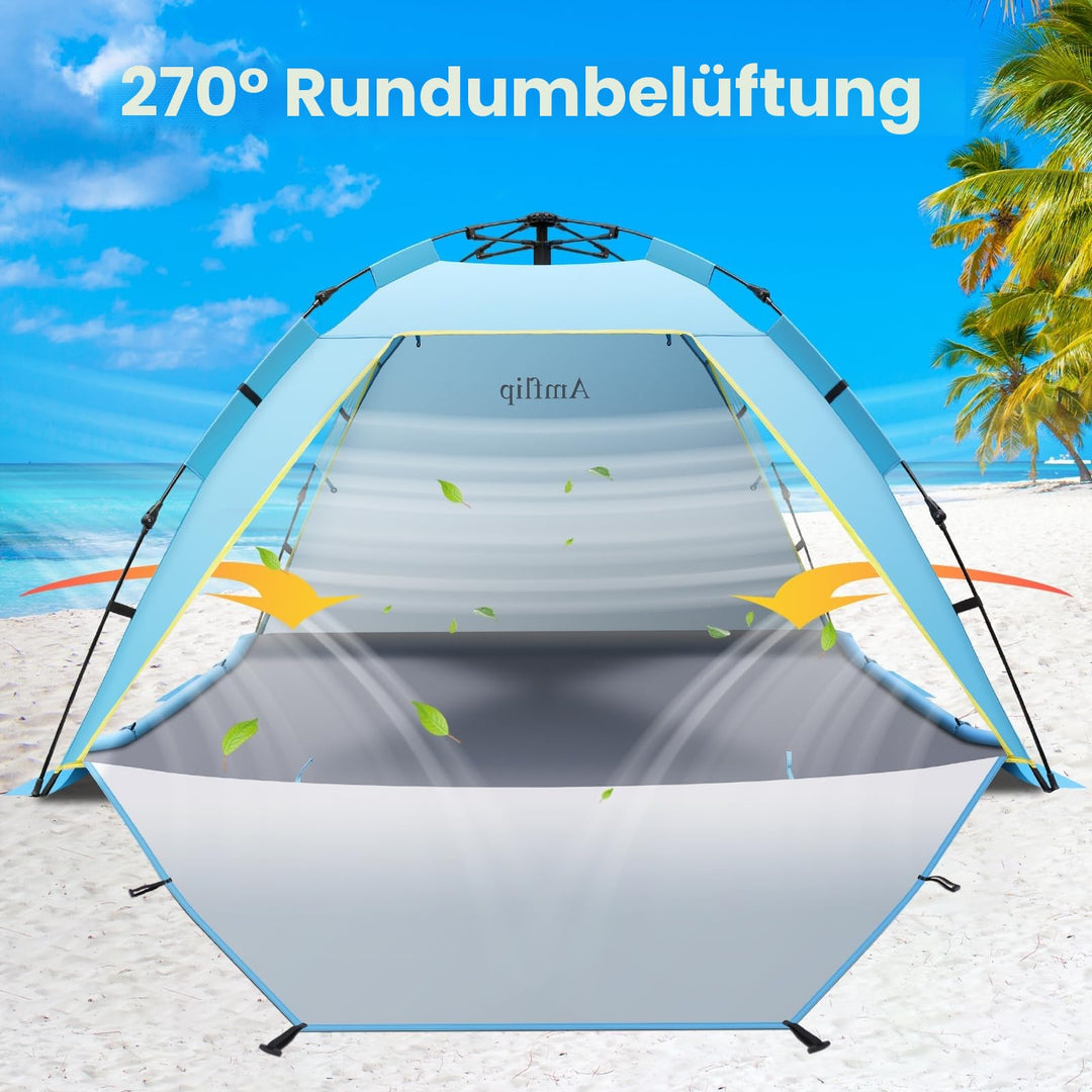 Strandzelt Pop-Up 3-5 Personen UPF 50+ mit 3 Türen - Bild 4