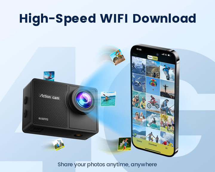 Action Cam 4K60FPS Wasserdicht 48MP mit 64GB Karte und Fernbedienung - Bild 6
