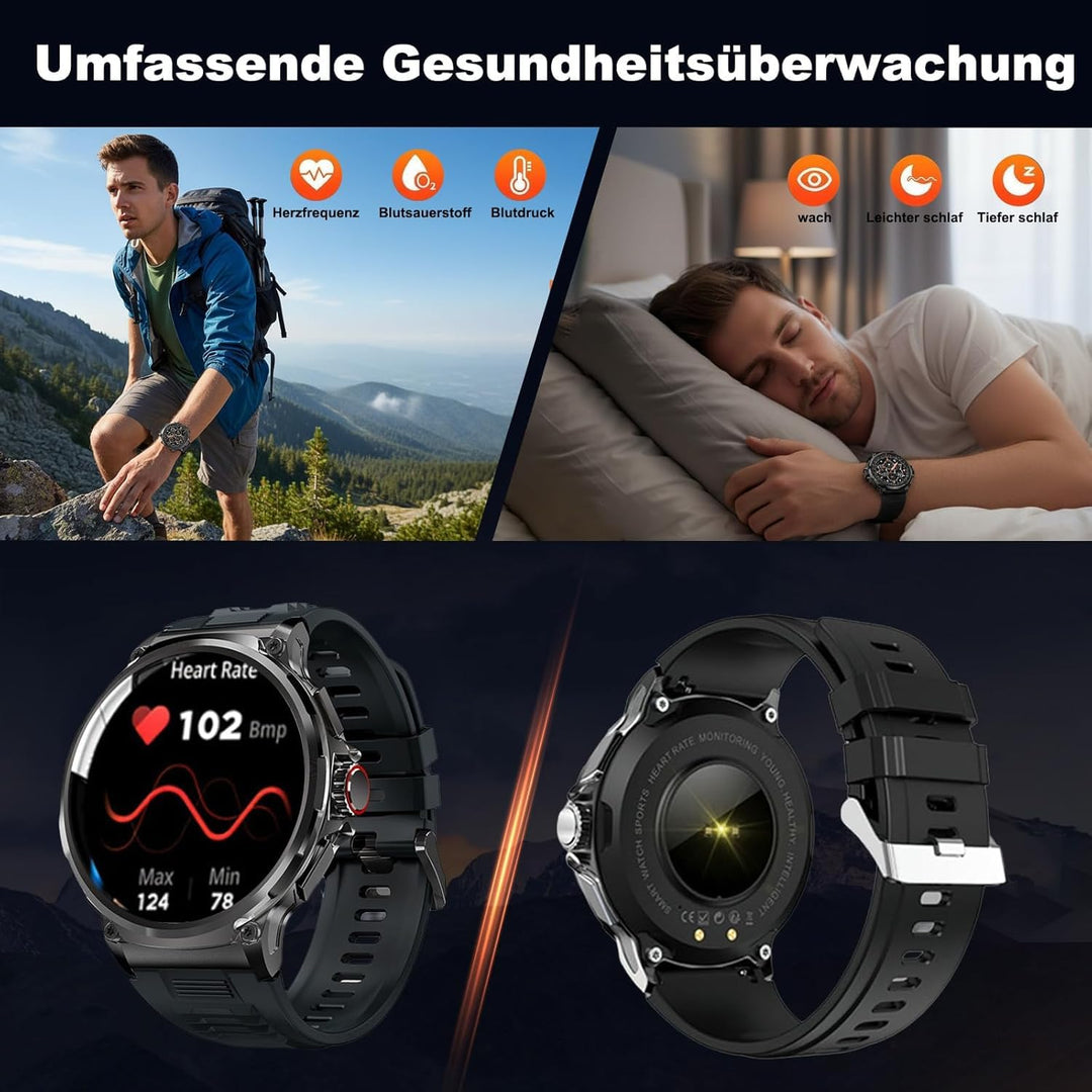 Smartwatch Herren 1,85 Zoll mit Bluetooth-Anruf und Gesundheitsmonitor - Bild 4