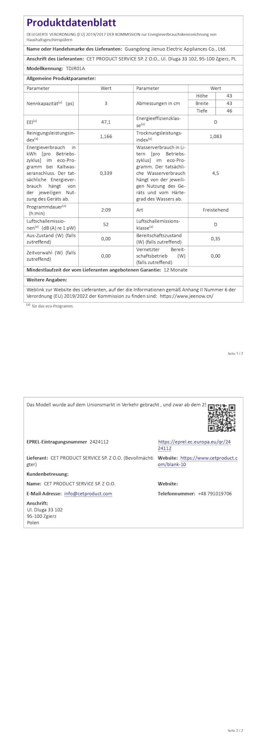 Tischgeschirrspüler 3 Gedecke 6 Programme mit Wassertank - Bild 9